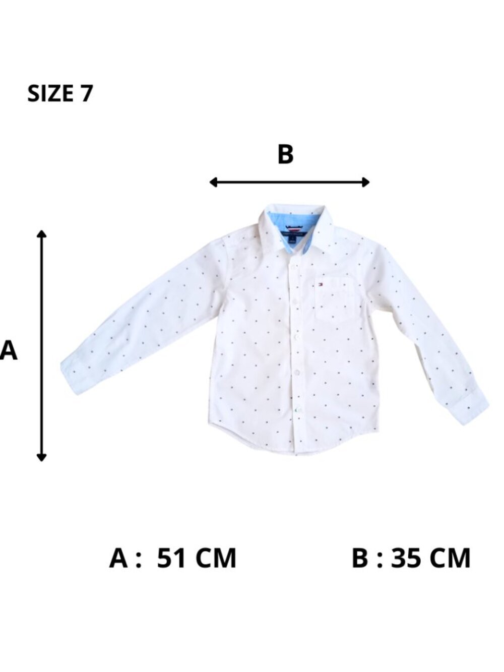 Tommy Hilfiger Boys White Button Down Shirt Size 7 โ Classic Logo Print Long Sle - Picture 7 of 7